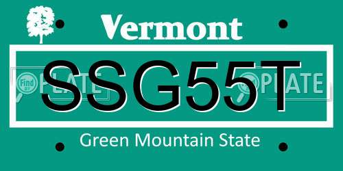 SSG55T Vermont License Plate