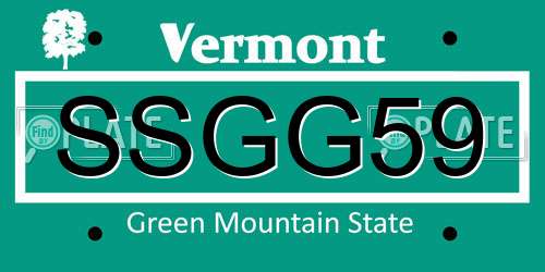 SSGG59 Vermont License Plate