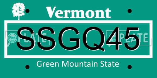 SSGQ45 Vermont License Plate