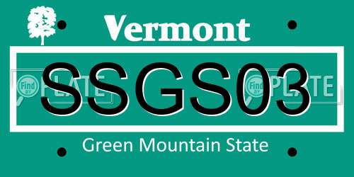 SSGS03 Vermont License Plate