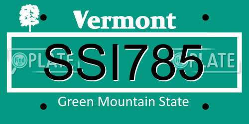 SSI785 Vermont License Plate