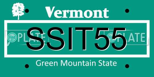 SSIT55 Vermont License Plate
