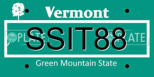 SSIT88 Vermont License Plate