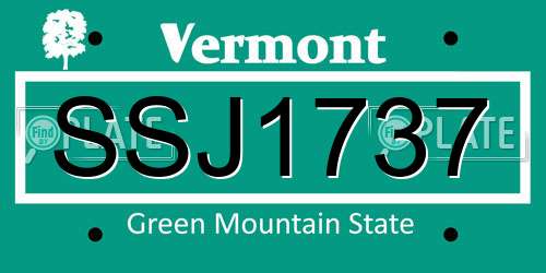 SSJ1737 Vermont License Plate