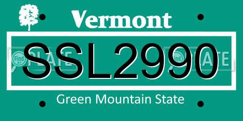 SSL2990 Vermont License Plate