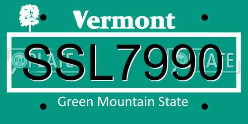 SSL7990 Vermont License Plate