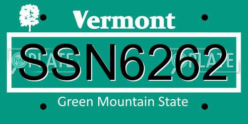SSN6262 Vermont License Plate