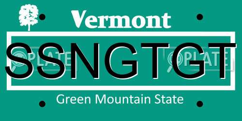 SSNGTGT Vermont License Plate