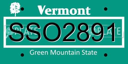 SSO2891 Vermont License Plate