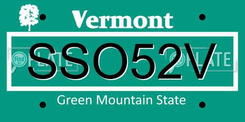 SSO52V Vermont License Plate