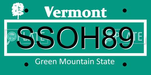 SSOH89 Vermont License Plate