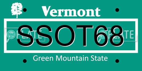 SSOT68 Vermont License Plate
