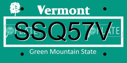 SSQ57V Vermont License Plate
