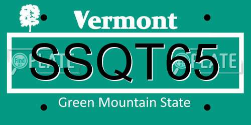 SSQT65 Vermont License Plate