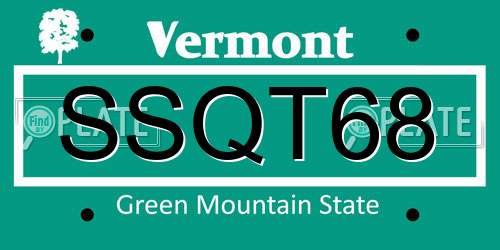 SSQT68 Vermont License Plate