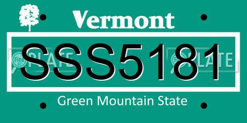 SSS5181 Vermont License Plate