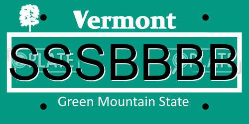 SSSBBBB Vermont License Plate