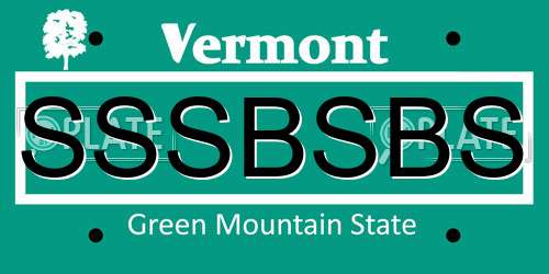 SSSBSBS Vermont License Plate