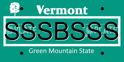 SSSBSSS Vermont License Plate