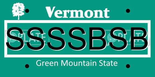 SSSSBSB Vermont License Plate