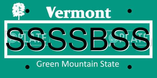 SSSSBSS Vermont License Plate