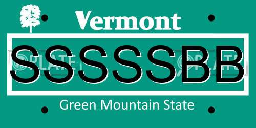 SSSSSBB Vermont License Plate