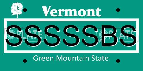 SSSSSBS Vermont License Plate