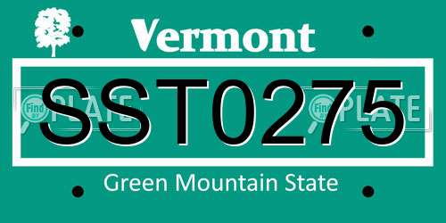 SST0275 Vermont License Plate