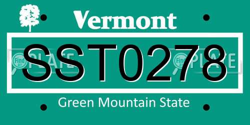 SST0278 Vermont License Plate