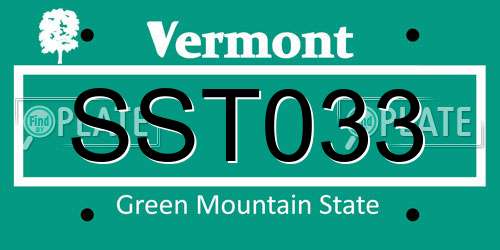 SST033 Vermont License Plate