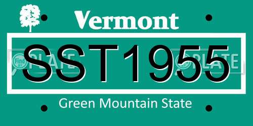 SST1955 Vermont License Plate
