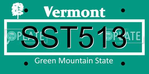 SST513 Vermont License Plate