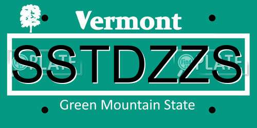 SSTDZZS Vermont License Plate