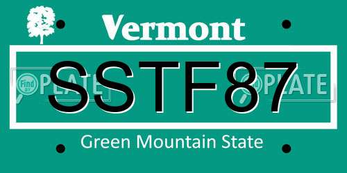SSTF87 Vermont License Plate