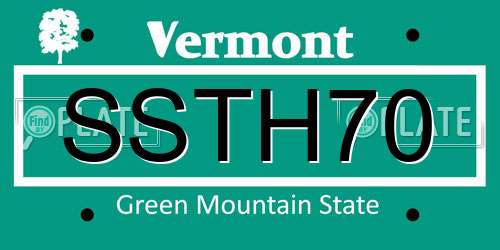 SSTH70 Vermont License Plate