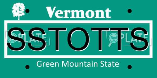 SSTOTTS Vermont License Plate