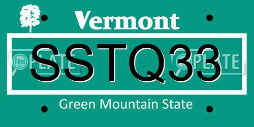 SSTQ33 Vermont License Plate
