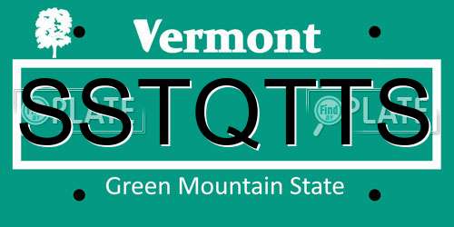 SSTQTTS Vermont License Plate