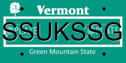 SSUKSSG Vermont License Plate