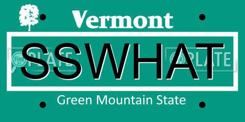 SSWHAT Vermont License Plate