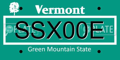 SSX00E Vermont License Plate