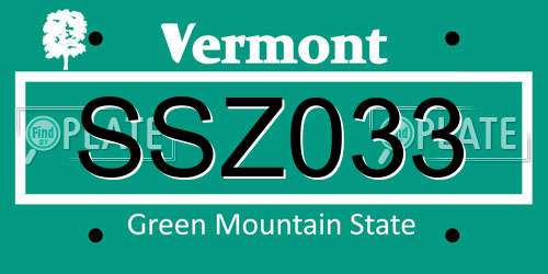 SSZ033 Vermont License Plate