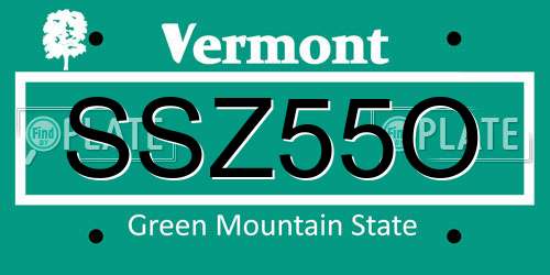 SSZ55O Vermont License Plate