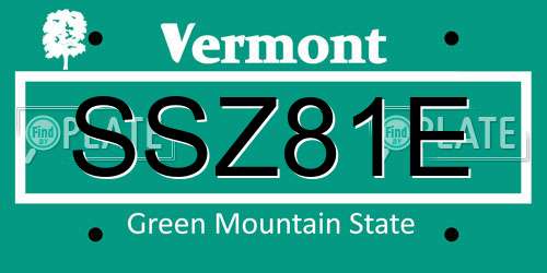 SSZ81E Vermont License Plate