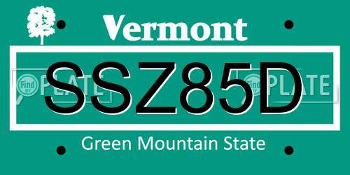 SSZ85D Vermont License Plate