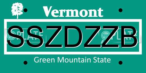 SSZDZZB Vermont License Plate