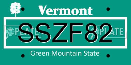 SSZF82 Vermont License Plate