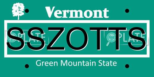 SSZOTTS Vermont License Plate