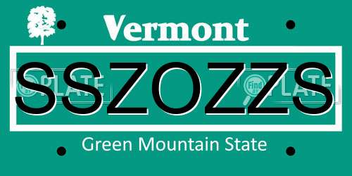 SSZOZZS Vermont License Plate