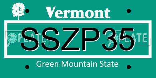 SSZP35 Vermont License Plate